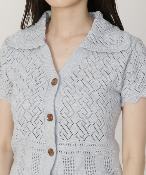 REDYAZEL（レディアゼル）の「透かし編み襟付きカーディガン（カーディガン/ボレロ・レディース・ブラック/ベージュ/サックスブルー・FREE）」の15枚目の写真