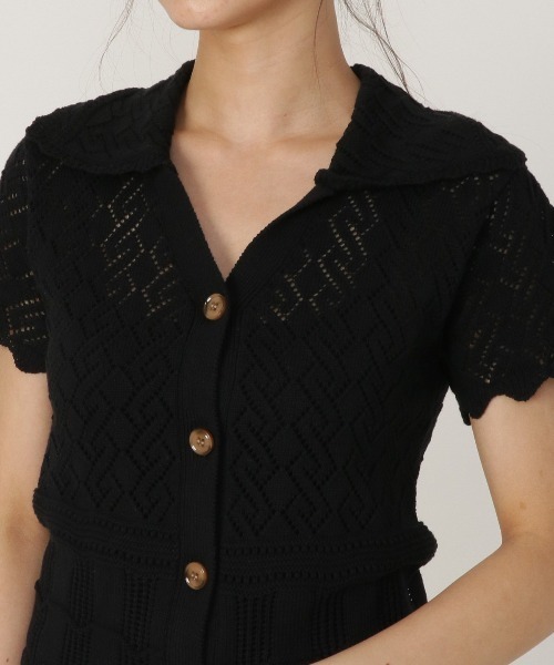 REDYAZEL（レディアゼル）の「透かし編み襟付きカーディガン（カーディガン/ボレロ・レディース・ブラック/ベージュ/サックスブルー・FREE）」の22枚目の写真