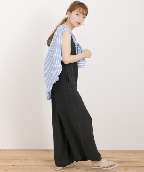URBAN RESEARCH Sonny Label（アーバンリサーチサニーレーベル）の「シルキーデシンオールインワン（サロペット/オーバーオール・レディース・ブラック/ベージュ・38/36）」の13枚目の写真