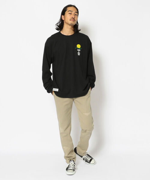 MANASTASH（マナスタッシュ）の「MANASTASH/マナスタッシュ　SMILE MOON LS TEE スマイルムーンロングスリーブティー 7113110（Tシャツ/カットソー・メンズ・ブラック/ダークブラウン/ブラック系その他・MEDIUM/LARGE/X-LARGE）」の12枚目の写真