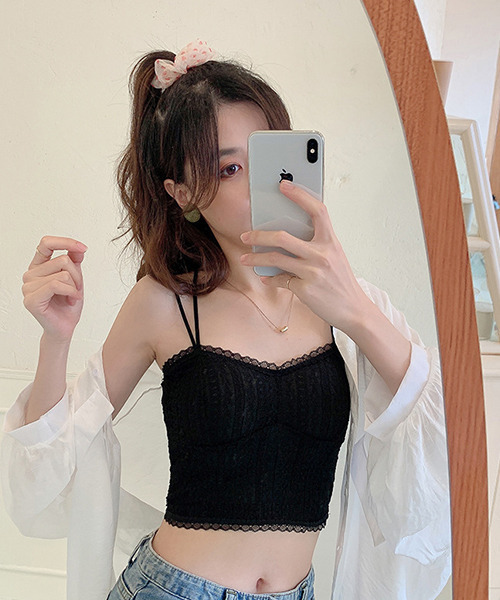 c.u.l(シーユーエル)の「【c.u.l:w】カップ付 ビスチェ風キャミソール culw59(キャミソール・レディース・ブラック/ホワイト・FREE)」の19枚目の写真