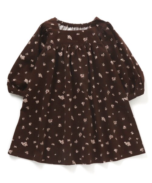 apres les cours（アプレレクール）の「WEB限定 花柄スクエアカラーワンピース（ワンピース・キッズ・グリーン/マスタード/ブラウン・120/90/140/130/110/80/100）」の5枚目の写真