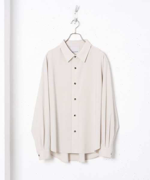 Alcindor Materials（アルシンダーマテリアルズ）の「imitation relax shirts-wool-/イミテーションリラックスシャツ-ウール-（シャツ/ブラウス・メンズ・ブラック/カーキ/アイボリー・MEDIUM/LARGE）」の2枚目の写真