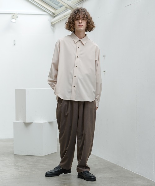 Alcindor Materials（アルシンダーマテリアルズ）の「imitation relax shirts-wool-/イミテーションリラックスシャツ-ウール-（シャツ/ブラウス・メンズ・ブラック/カーキ/アイボリー・MEDIUM/LARGE）」の12枚目の写真