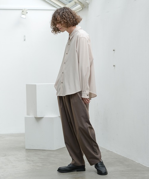 Alcindor Materials（アルシンダーマテリアルズ）の「imitation relax shirts-wool-/イミテーションリラックスシャツ-ウール-（シャツ/ブラウス・メンズ・ブラック/カーキ/アイボリー・MEDIUM/LARGE）」の16枚目の写真