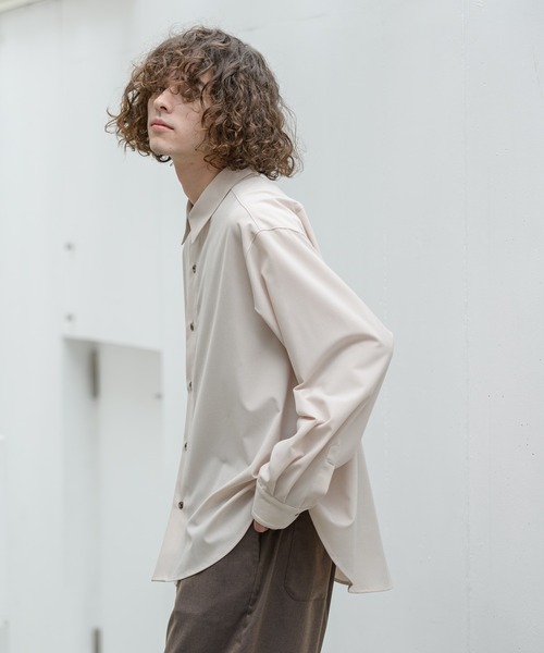Alcindor Materials（アルシンダーマテリアルズ）の「imitation relax shirts-wool-/イミテーションリラックスシャツ-ウール-（シャツ/ブラウス・メンズ・ブラック/カーキ/アイボリー・MEDIUM/LARGE）」の20枚目の写真