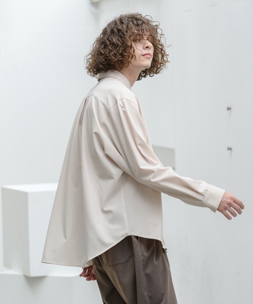 Alcindor Materials（アルシンダーマテリアルズ）の「imitation relax shirts-wool-/イミテーションリラックスシャツ-ウール-（シャツ/ブラウス・メンズ・ブラック/カーキ/アイボリー・MEDIUM/LARGE）」の4枚目の写真