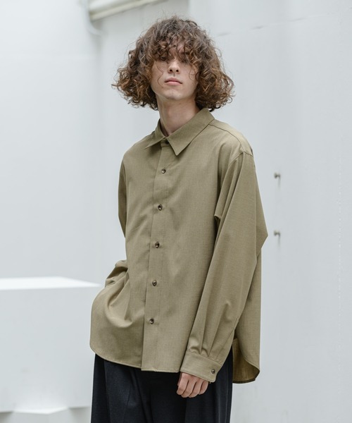 Alcindor Materials（アルシンダーマテリアルズ）の「imitation relax shirts-wool-/イミテーションリラックスシャツ-ウール-（シャツ/ブラウス・メンズ・ブラック/カーキ/アイボリー・MEDIUM/LARGE）」の18枚目の写真