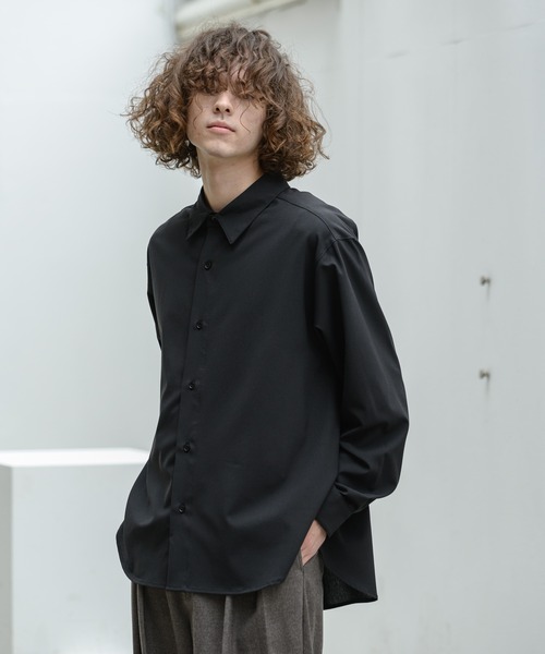 Alcindor Materials（アルシンダーマテリアルズ）の「imitation relax shirts-wool-/イミテーションリラックスシャツ-ウール-（シャツ/ブラウス・メンズ・ブラック/カーキ/アイボリー・MEDIUM/LARGE）」の17枚目の写真