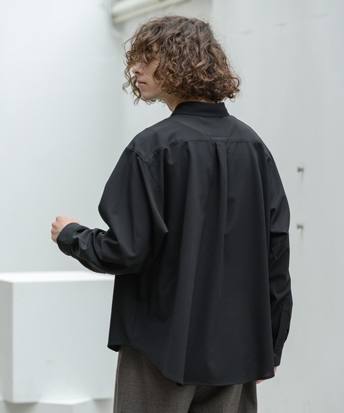 Alcindor Materials（アルシンダーマテリアルズ）の「imitation relax shirts-wool-/イミテーションリラックスシャツ-ウール-（シャツ/ブラウス・メンズ・ブラック/カーキ/アイボリー・MEDIUM/LARGE）」の21枚目の写真