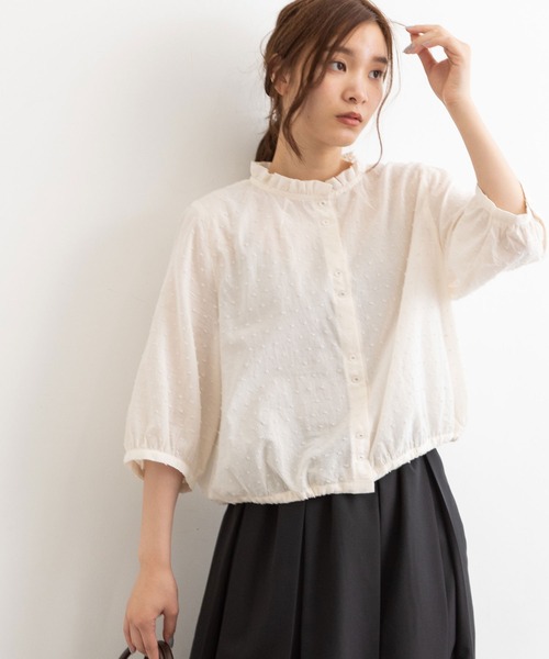 POU DOU DOU（プードゥドゥ）の「フリル襟ショートブラウス（シャツ/ブラウス・レディース・ブラック/ブルー/キナリ・3）」の2枚目の写真