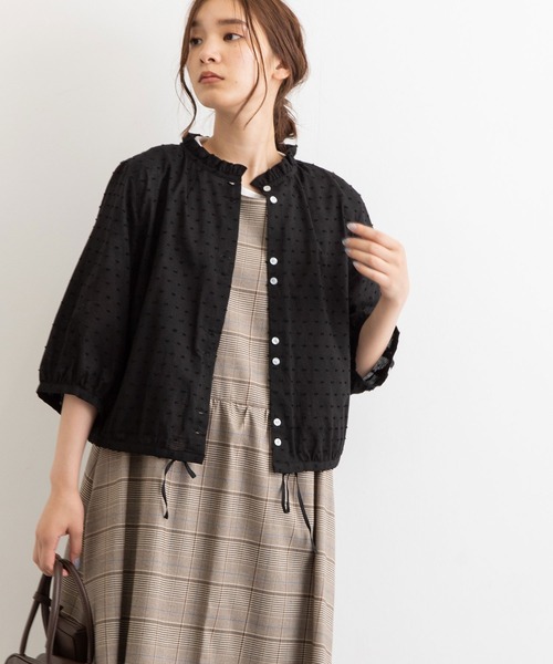 POU DOU DOU（プードゥドゥ）の「フリル襟ショートブラウス（シャツ/ブラウス・レディース・ブラック/ブルー/キナリ・3）」の3枚目の写真