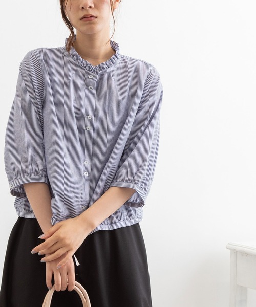 POU DOU DOU（プードゥドゥ）の「フリル襟ショートブラウス（シャツ/ブラウス・レディース・ブラック/ブルー/キナリ・3）」の7枚目の写真