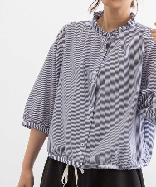 POU DOU DOU（プードゥドゥ）の「フリル襟ショートブラウス（シャツ/ブラウス・レディース・ブラック/ブルー/キナリ・3）」の9枚目の写真