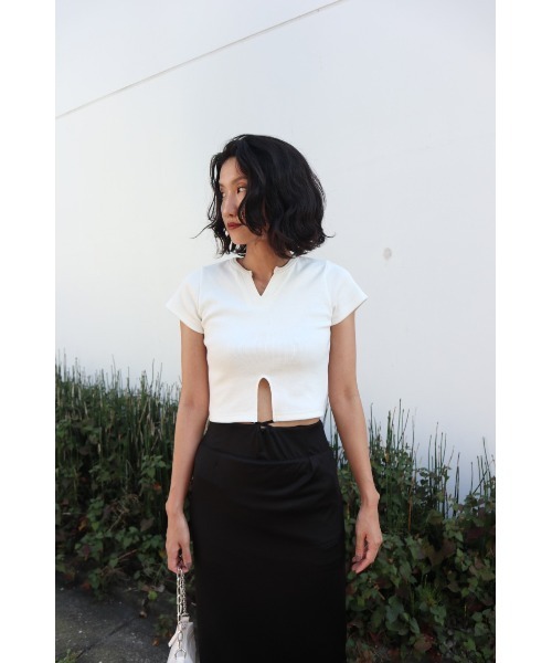 FIG&VIPER（フィグアンドバイパー）の「リブカットショートTOP（Tシャツ/カットソー・レディース・カーキ/ホワイト/ブラック・FREE）」の15枚目の写真