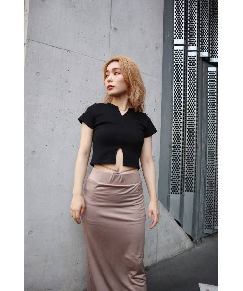 FIG&VIPER（フィグアンドバイパー）の「リブカットショートTOP（Tシャツ/カットソー・レディース・カーキ/ホワイト/ブラック・FREE）」の6枚目の写真