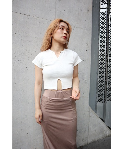 FIG&VIPER（フィグアンドバイパー）の「リブカットショートTOP（Tシャツ/カットソー・レディース・カーキ/ホワイト/ブラック・FREE）」の8枚目の写真