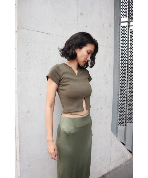 FIG&VIPER（フィグアンドバイパー）の「リブカットショートTOP（Tシャツ/カットソー・レディース・カーキ/ホワイト/ブラック・FREE）」の9枚目の写真