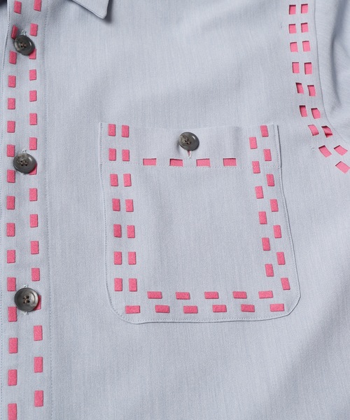 amok（アモク）の「LASER STITCH SHIRTS（シャツ/ブラウス・メンズ・ブルー/ベージュ/ネイビー/ダークブルー/ブラウン・M/L/S）」の18枚目の写真