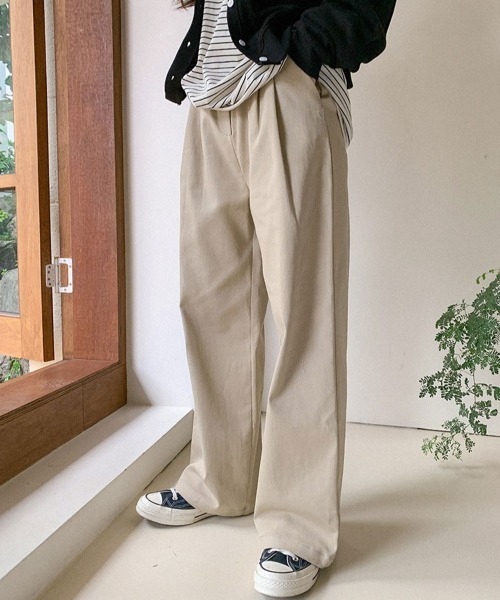 muahmuah(ムーアムーア)の「A'GEM/9 × .kom『muah muah/ムーアムーア』MUAH COTTON WIDE PANTS/コットン ワイドパンツ(その他パンツ・レディース・ブラック/ベージュ/ブラウン/カーキ・S/M)」の3枚目の写真