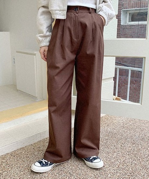 muahmuah(ムーアムーア)の「A'GEM/9 × .kom『muah muah/ムーアムーア』MUAH COTTON WIDE PANTS/コットン ワイドパンツ(その他パンツ・レディース・ブラック/ベージュ/ブラウン/カーキ・S/M)」の2枚目の写真