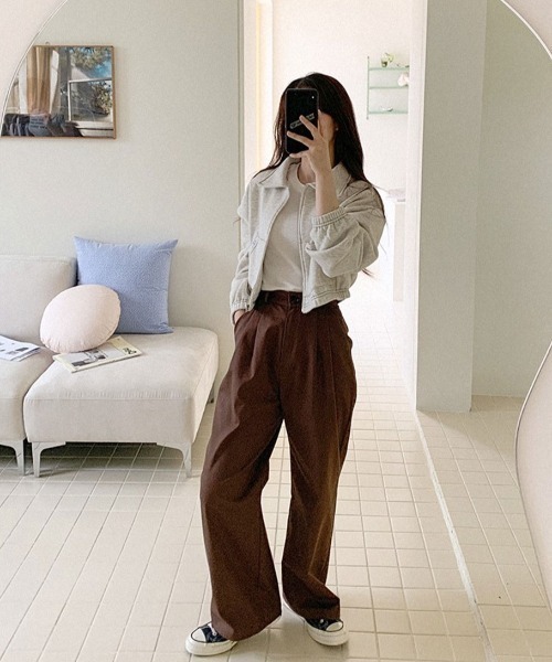muahmuah(ムーアムーア)の「A'GEM/9 × .kom『muah muah/ムーアムーア』MUAH COTTON WIDE PANTS/コットン ワイドパンツ(その他パンツ・レディース・ブラック/ベージュ/ブラウン/カーキ・S/M)」の6枚目の写真