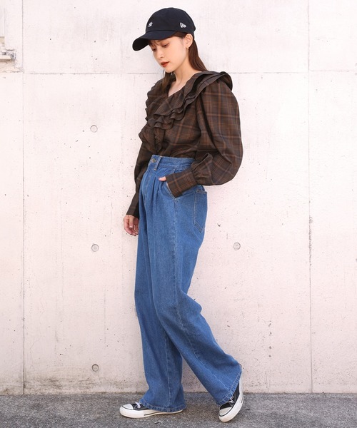 one after another NICE CLAUP（ワンアフターアナザーナイスクラップ）の「フリルブラウス〈セットアップスカートあり〉（シャツ/ブラウス・レディース・ベージュ/ネイビー/ブラック系その他/ブラウン系その他・FREE）」の15枚目の写真