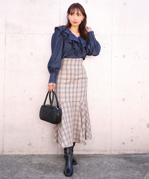 one after another NICE CLAUP（ワンアフターアナザーナイスクラップ）の「フリルブラウス〈セットアップスカートあり〉（シャツ/ブラウス・レディース・ベージュ/ネイビー/ブラック系その他/ブラウン系その他・FREE）」の16枚目の写真