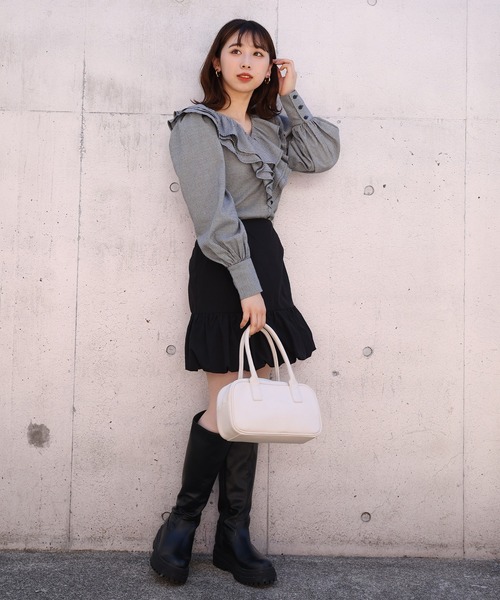 one after another NICE CLAUP（ワンアフターアナザーナイスクラップ）の「フリルブラウス〈セットアップスカートあり〉（シャツ/ブラウス・レディース・ベージュ/ネイビー/ブラック系その他/ブラウン系その他・FREE）」の14枚目の写真