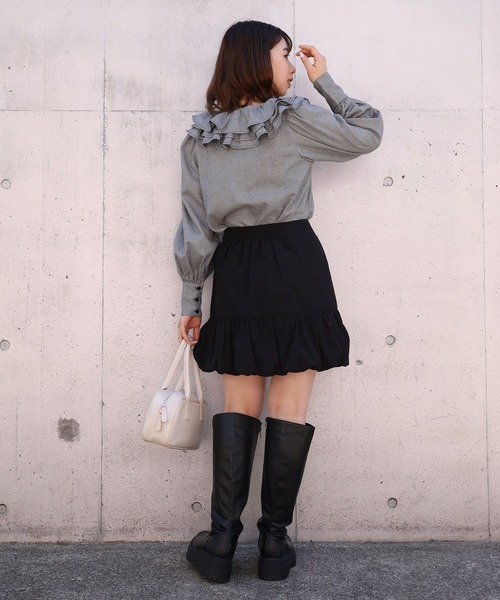 one after another NICE CLAUP（ワンアフターアナザーナイスクラップ）の「フリルブラウス〈セットアップスカートあり〉（シャツ/ブラウス・レディース・ベージュ/ネイビー/ブラック系その他/ブラウン系その他・FREE）」の17枚目の写真