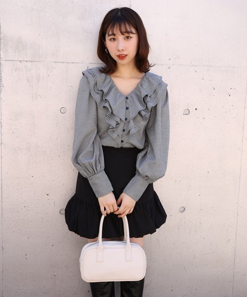 one after another NICE CLAUP（ワンアフターアナザーナイスクラップ）の「フリルブラウス〈セットアップスカートあり〉（シャツ/ブラウス・レディース・ベージュ/ネイビー/ブラック系その他/ブラウン系その他・FREE）」の21枚目の写真