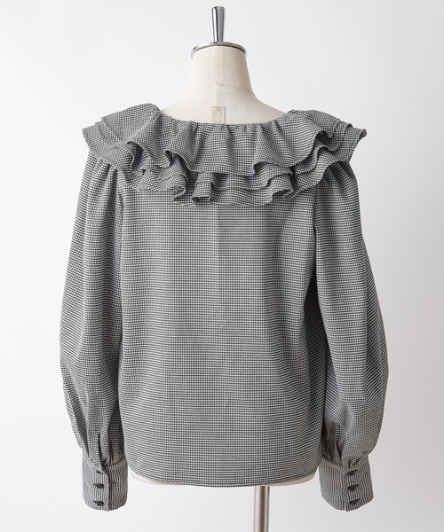 one after another NICE CLAUP（ワンアフターアナザーナイスクラップ）の「フリルブラウス〈セットアップスカートあり〉（シャツ/ブラウス・レディース・ベージュ/ネイビー/ブラック系その他/ブラウン系その他・FREE）」の7枚目の写真