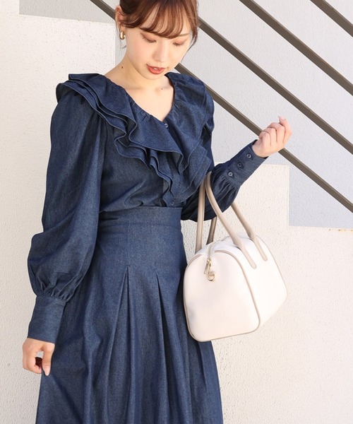 one after another NICE CLAUP（ワンアフターアナザーナイスクラップ）の「フリルブラウス〈セットアップスカートあり〉（シャツ/ブラウス・レディース・ベージュ/ネイビー/ブラック系その他/ブラウン系その他・FREE）」の12枚目の写真