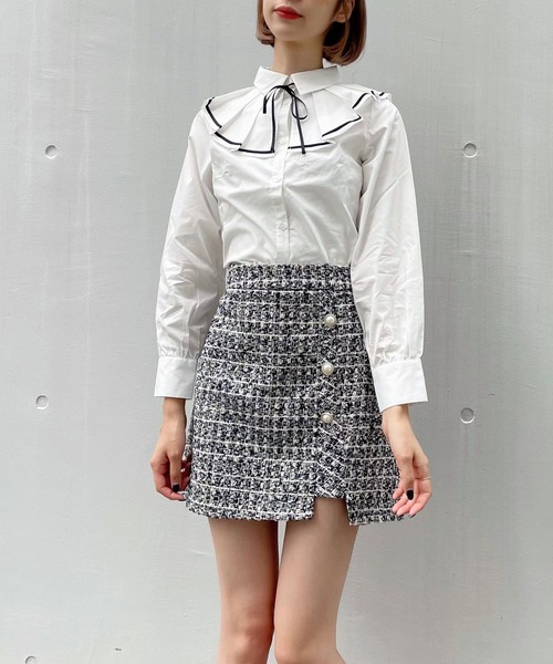 TITTY&CO.（ティティーアンドコー）の「プリーツカラーリボンブラウス（シャツ/ブラウス・レディース・オフホワイト/マルチ・FREE）」の10枚目の写真