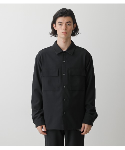 AZUL by moussy（アズールバイマウジー）の「STRETCH W POCKET SHIRT/ストレッチダブルポケットシャツ（シャツ/ブラウス・メンズ・ブラック/グレー系その他/カーキ・LARGE/MEDIUM）」の8枚目の写真