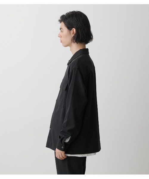AZUL by moussy（アズールバイマウジー）の「STRETCH W POCKET SHIRT/ストレッチダブルポケットシャツ（シャツ/ブラウス・メンズ・ブラック/グレー系その他/カーキ・LARGE/MEDIUM）」の9枚目の写真