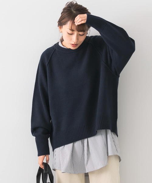 URBAN RESEARCH Sonny Label（アーバンリサーチサニーレーベル）の「URTECHウォッシャブルニットアウトシームプルオーバー（ニット/セーター・レディース・ライトグレー/イエロー/ネイビー・FREE）」の2枚目の写真