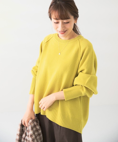 URBAN RESEARCH Sonny Label（アーバンリサーチサニーレーベル）の「URTECHウォッシャブルニットアウトシームプルオーバー（ニット/セーター・レディース・ライトグレー/イエロー/ネイビー・FREE）」の6枚目の写真