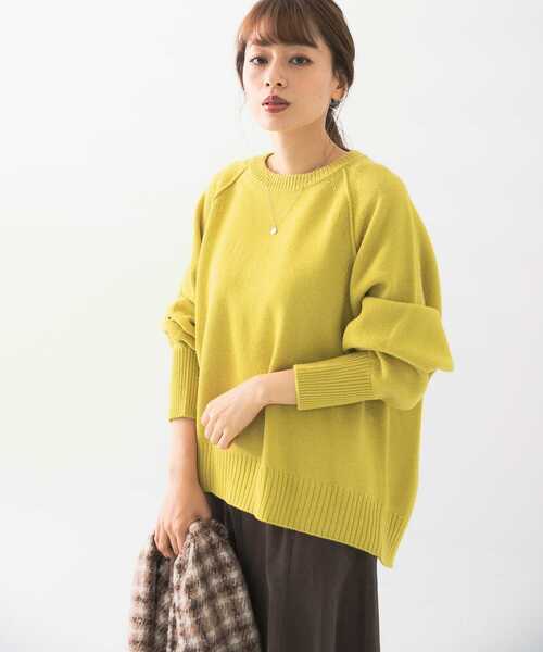 URBAN RESEARCH Sonny Label（アーバンリサーチサニーレーベル）の「URTECHウォッシャブルニットアウトシームプルオーバー（ニット/セーター・レディース・ライトグレー/イエロー/ネイビー・FREE）」の7枚目の写真