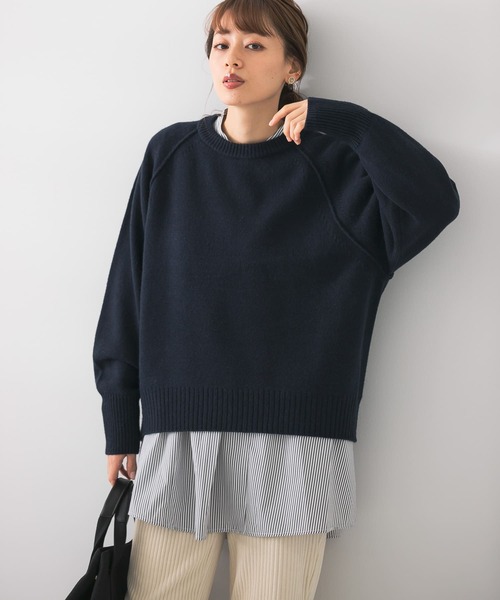 URBAN RESEARCH Sonny Label（アーバンリサーチサニーレーベル）の「URTECHウォッシャブルニットアウトシームプルオーバー（ニット/セーター・レディース・ライトグレー/イエロー/ネイビー・FREE）」の11枚目の写真