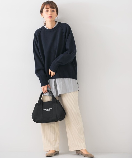 URBAN RESEARCH Sonny Label（アーバンリサーチサニーレーベル）の「URTECHウォッシャブルニットアウトシームプルオーバー（ニット/セーター・レディース・ライトグレー/イエロー/ネイビー・FREE）」の13枚目の写真