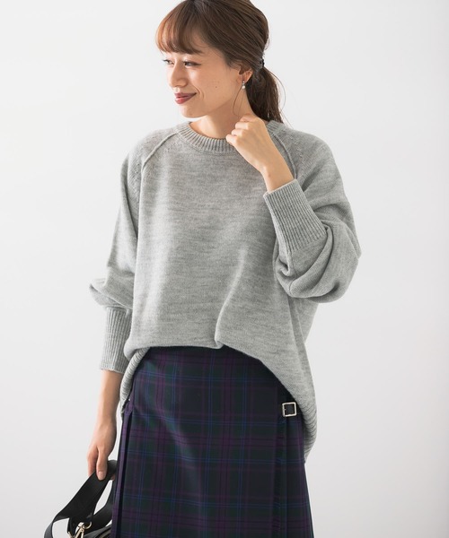 URBAN RESEARCH Sonny Label（アーバンリサーチサニーレーベル）の「URTECHウォッシャブルニットアウトシームプルオーバー（ニット/セーター・レディース・ライトグレー/イエロー/ネイビー・FREE）」の14枚目の写真