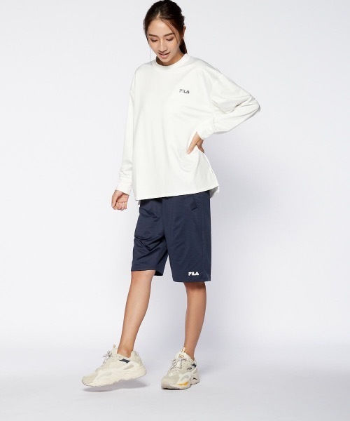 FILA ネイビー もこもこハーフパンツ M 美品 FILA フィラ ネイビーハーフパンツM スクエアカット