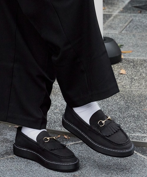 MANEBU（マネブ）の「MANEBU/マネブ "BITCH VILA" NUBUCK-FAT SOLE- ヌバック ビット タッセルローファー 厚底 配色 ステッチ（ローファー・メンズ・サンドベージュ/ブラック・43/37/40/38/42/41/36）」の16枚目の写真