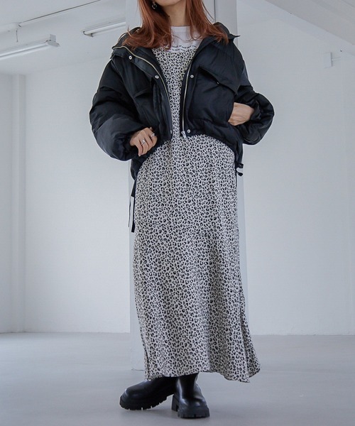   Jeans 黒 ダウンジャケット Heather（ヘザー）の「ユルフード中綿ブルゾン 257248（ダウン