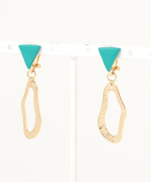 tone(トーン)の「【atelier*mio】クレイ × ゴールド earring(イヤリング・レディース・グリーン/パープル/イエロー/ブルー/ブラック/レッド・FREE)」の3枚目の写真