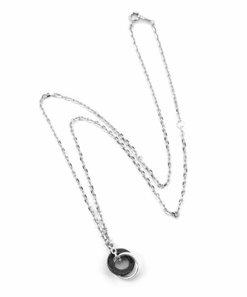 LION HEART(ライオンハート)の「LH for Gift ロゴダブルリングネックレス/コンビネーションカラー/シルバー925(ネックレス・メンズ・シルバー×ブラック・50cm)」の6枚目の写真