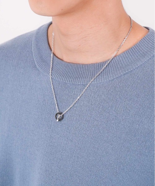 LION HEART(ライオンハート)の「LH for Gift ロゴダブルリングネックレス/コンビネーションカラー/シルバー925(ネックレス・メンズ・シルバー×ブラック・50cm)」の18枚目の写真