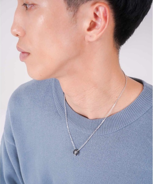 LION HEART(ライオンハート)の「LH for Gift ロゴダブルリングネックレス/コンビネーションカラー/シルバー925(ネックレス・メンズ・シルバー×ブラック・50cm)」の15枚目の写真