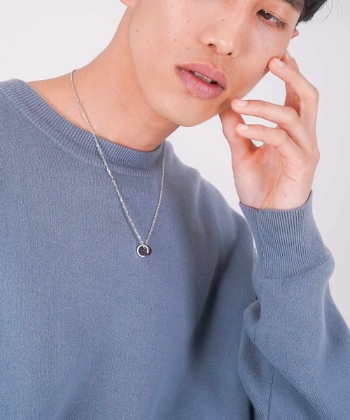 LION HEART(ライオンハート)の「LH for Gift ロゴダブルリングネックレス/コンビネーションカラー/シルバー925(ネックレス・メンズ・シルバー×ブラック・50cm)」の14枚目の写真